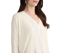 Jones New York Petite Variegated Rib Kissing Front Long-Sleeve Cardigan