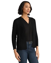 Jones New York Petite Variegated Rib Kissing Front Long-Sleeve Cardigan
