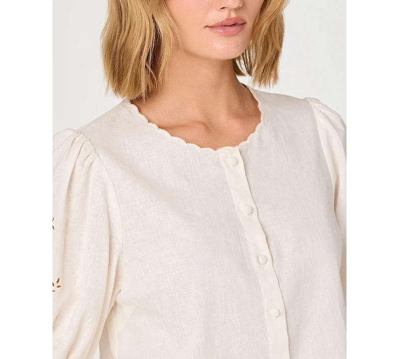 Astr the Label Women's Sleeveless Button-Front Top