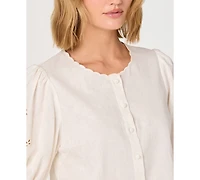 Astr the Label Women's Sleeveless Button-Front Top