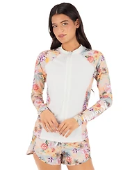 Hurley Women's Scenic Sunset Long-Sleeve Front-Zip Rashguard