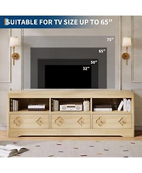 gaomon 70in Tv Stand for TVs Up to 85", Mid Century Modern Entertainment Center with Storage Engraving Drawer and Open Shelves