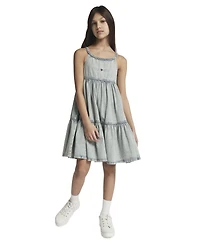 Tommy Hilfiger Girls' 7-16 Rope Trim Scoop Neck Denim Dress