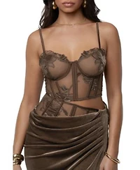 Jluxlabel Womens Velvet Lace Bustier