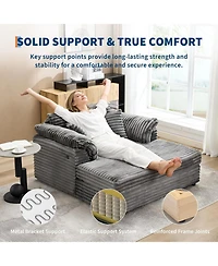 gaomon Oversized Chaise Lounge Chair Indoor Upholstered Sofa Bed with Throw Pillows and Armrests Comfy Corduroy Sleeper Couch