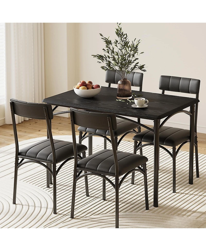 gaomon Dining Table Set for 4 - Kitchen Table and Chairs for Small Space Apartment Studio, Wooden Rectangular Kitchen Table Set