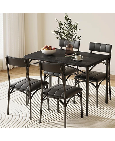 gaomon Dining Table Set for 4 - Kitchen Table and Chairs for Small Space Apartment Studio, Wooden Rectangular Kitchen Table Set