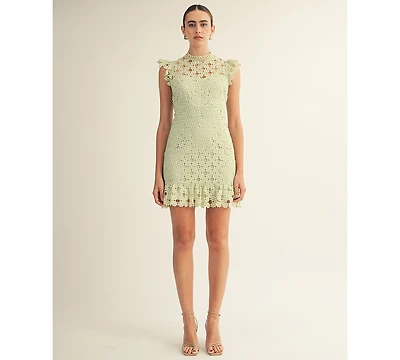Arose Studio, Inc Women's Sophia Lace High Neck Mini Dress