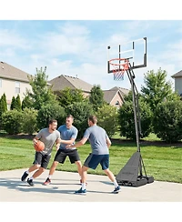 Soozier Basketball Hoop, 8-10ft Adjustable Basketball Goal, Hand-Crank Lift