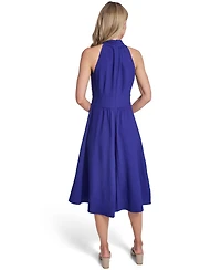 Calvin Klein Women's Halter Neck Twist-Waist Midi Dress
