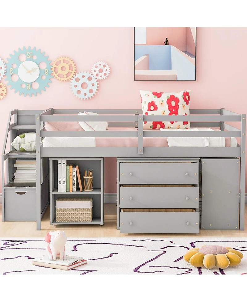 Streamdale Furniture Full Size Loft Bed with Desk