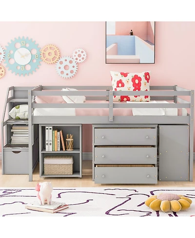 Streamdale Furniture Full Size Loft Bed with Desk