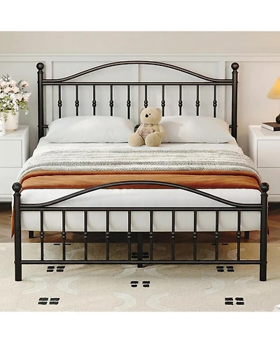 gaomon Size Metal Platform Bed Frame with Victorian Style Wrought Iron-Art Headboard and Footboard, Mattress Foundation