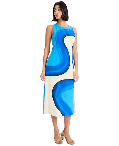 Donna Morgan Women's Sleeveless Crewneck Midi Dress