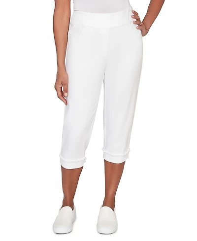 Alfred Dunner Petite Port Side Imitation Pearl Denim Capri Jeans