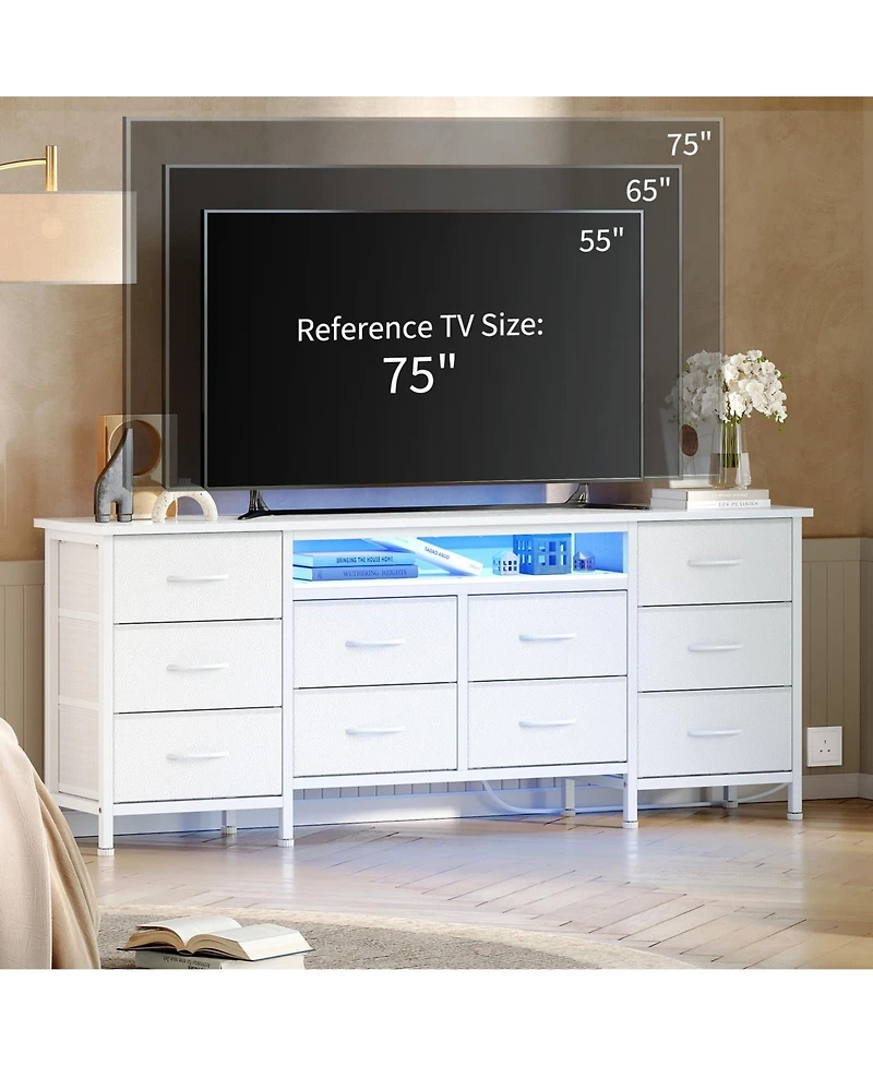 gaomon 63 Inch Tv Stand Dresser with 10 Drawers, Long Entertainment Center for TVs Up to 75 Inch