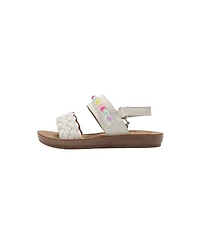 Bebe Little Girls Girl's Fashion Sandals Woven Vamp Style with Beads and Logo Charm