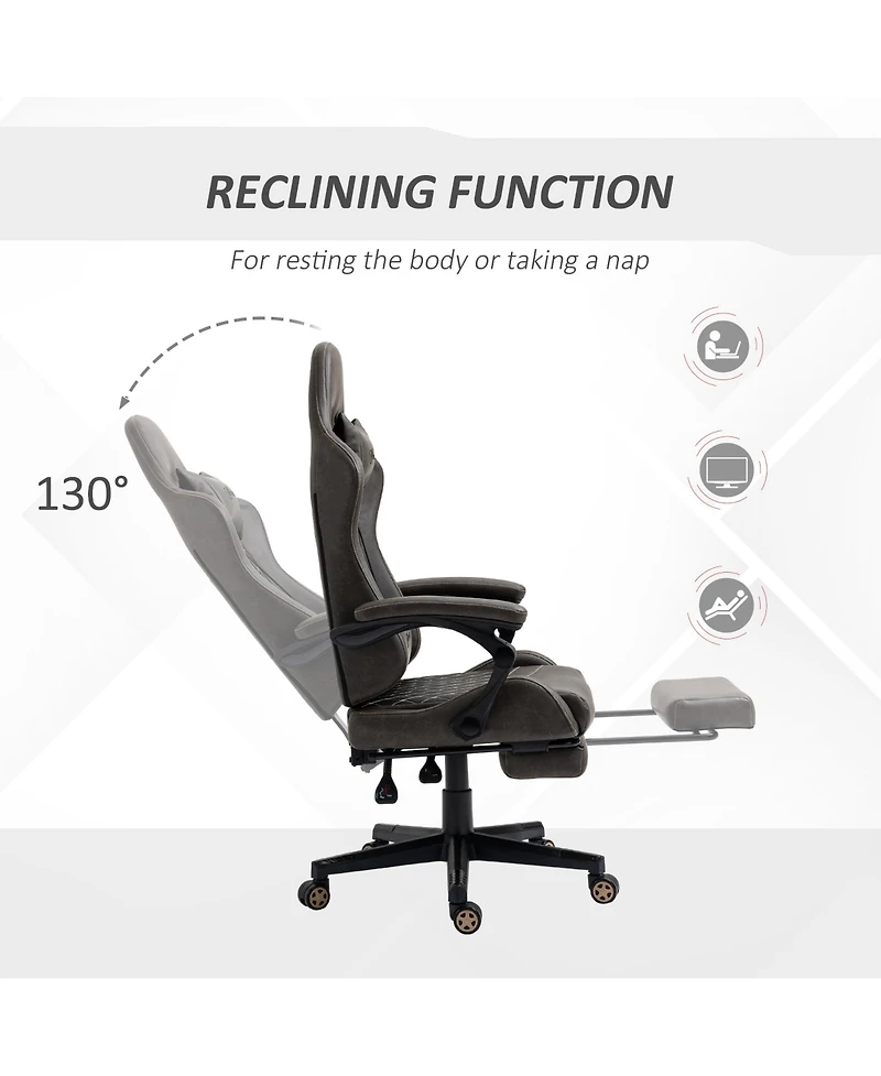 Vinsetto Adjustable High Back Gaming Chair Office Recliner w/ Footrest, Pillow