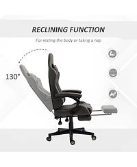 Vinsetto Adjustable High Back Gaming Chair Office Recliner w/ Footrest, Pillow