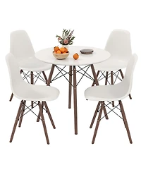 Dining Table Set Modern 5 Pcs For 4 Round Dining Room Table Set with Solid Wood Leg