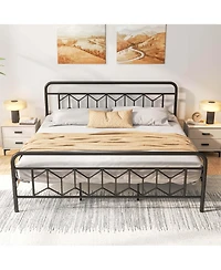 King Size Bed Frame Mattress Foundation with Headboard 12.5" Under-bed Storage