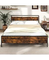 Costway Bed Frame with Wooden Headboard and Footboard Under-Bed Storage
