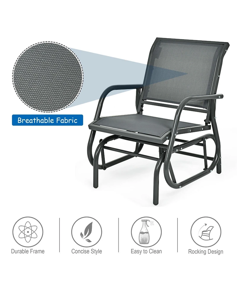 Gymax 2PCS Patio Swing Glider Chair Single Rocking Chair Yard Outdoory