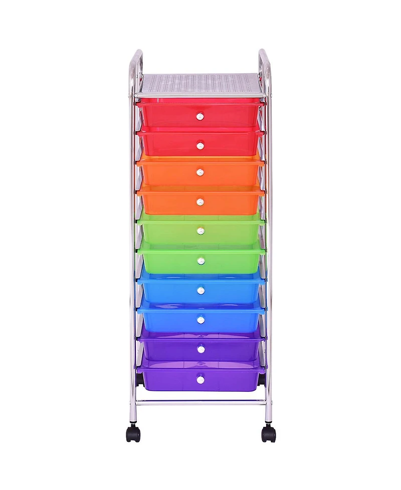 Costway Rolling Storage Cart with 10 Drawers
