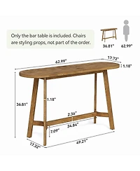 Tribesigns Solid Wood Bar Table with Footrest, 63" Oval Counter Height Table