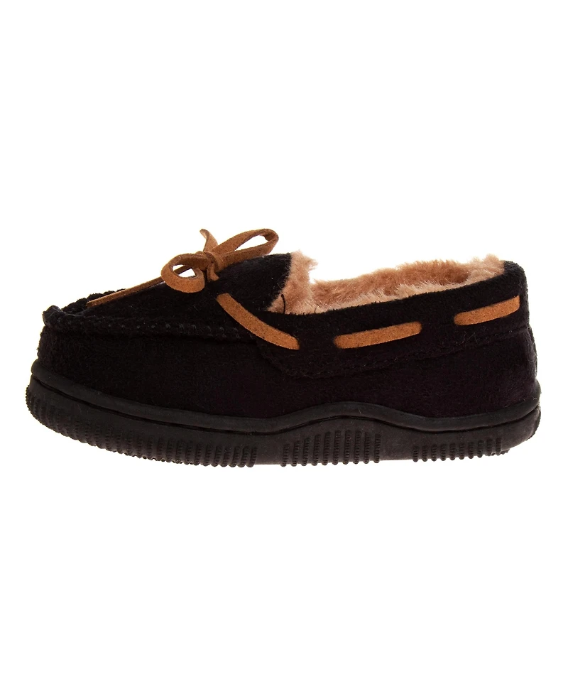 Beverly Hills Polo Club Little Boys Moccasins Slippers Classic Fuzzy Lining Cozy Indoor/Outdoor Sole Slip On Comfort