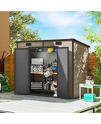 Outsunny 8' x 4' Outdoor Storage Shed, Resin Shed with Floor,