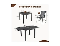Slickblue Extendable Aluminum Outdoor Dining Set with 4 Stackable Chairs