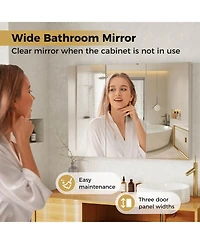 36" Wide Wall Mount Mirrored Bathroom Medicine Cabinet Organizer Mirror Door