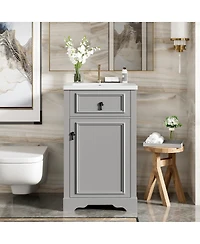 Sillysis 20" Bathroom Vanity with Ceramic Sink, Soft Close Door, Adjustable Shelf & Door Storage for Small Bathrooms