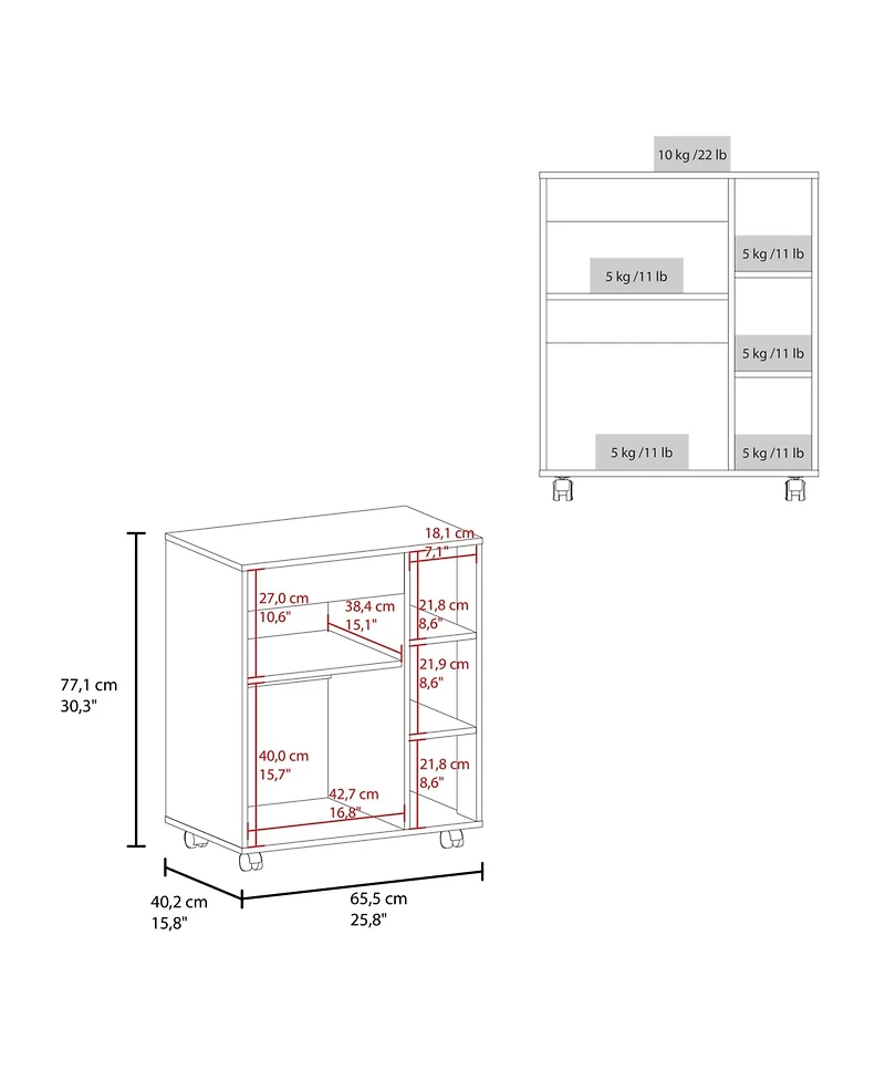 Fm Furniture Zombia Space-Saving Microwave Cart Cabinet,Storage, Microwave Stand, and Rolling Wheels, White