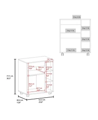 Fm Furniture Zombia Space-Saving Microwave Cart Cabinet,Storage, Microwave Stand, and Rolling Wheels, White