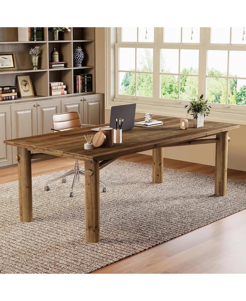 Tribesigns Solid Wood Home Office Desk, 62.99" Large Farmhouse Executive Desk, Computer Table for Office, Conference Room, Study Room