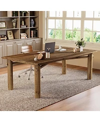 Tribesigns Solid Wood Home Office Desk, 62.99" Large Farmhouse Executive Desk, Computer Table for Office, Conference Room, Study Room