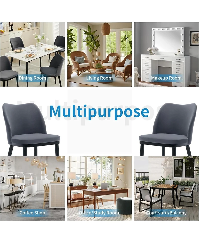 gaomon Velvet Dining Chairs Set of 4, Upholstered Side Chairs with Padded Seat & Wood Legs