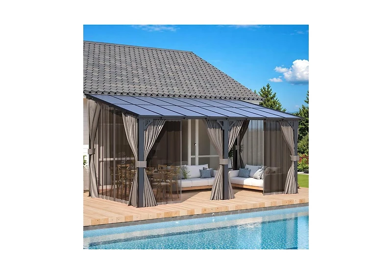 Aecojoy Wall Gazebo with Curtains and Mosquito Netting