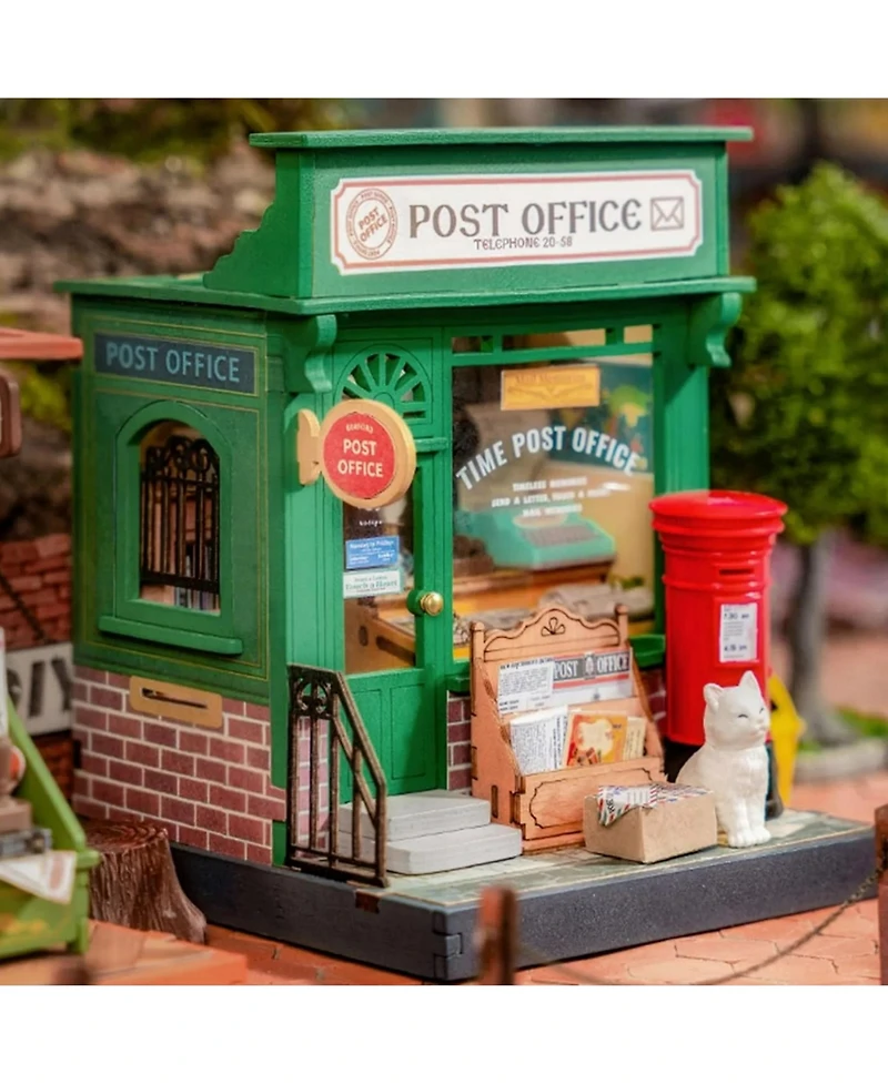 Robotime Dollhouses, Diy Miniature Dollhouse with Post Office Theme, Bookshelf Decoration Birthday Gifts for Adult Kids