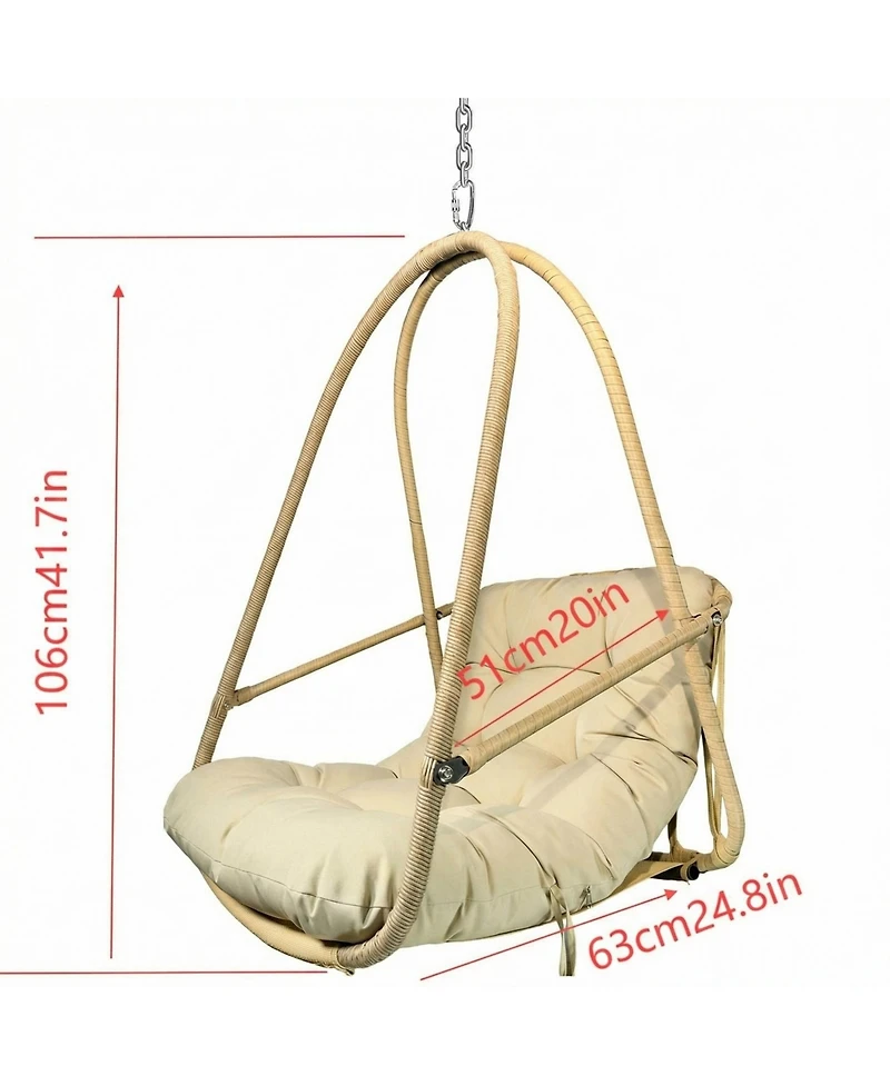 Clihome Wicker Rattan Swing Egg Chair without Stand