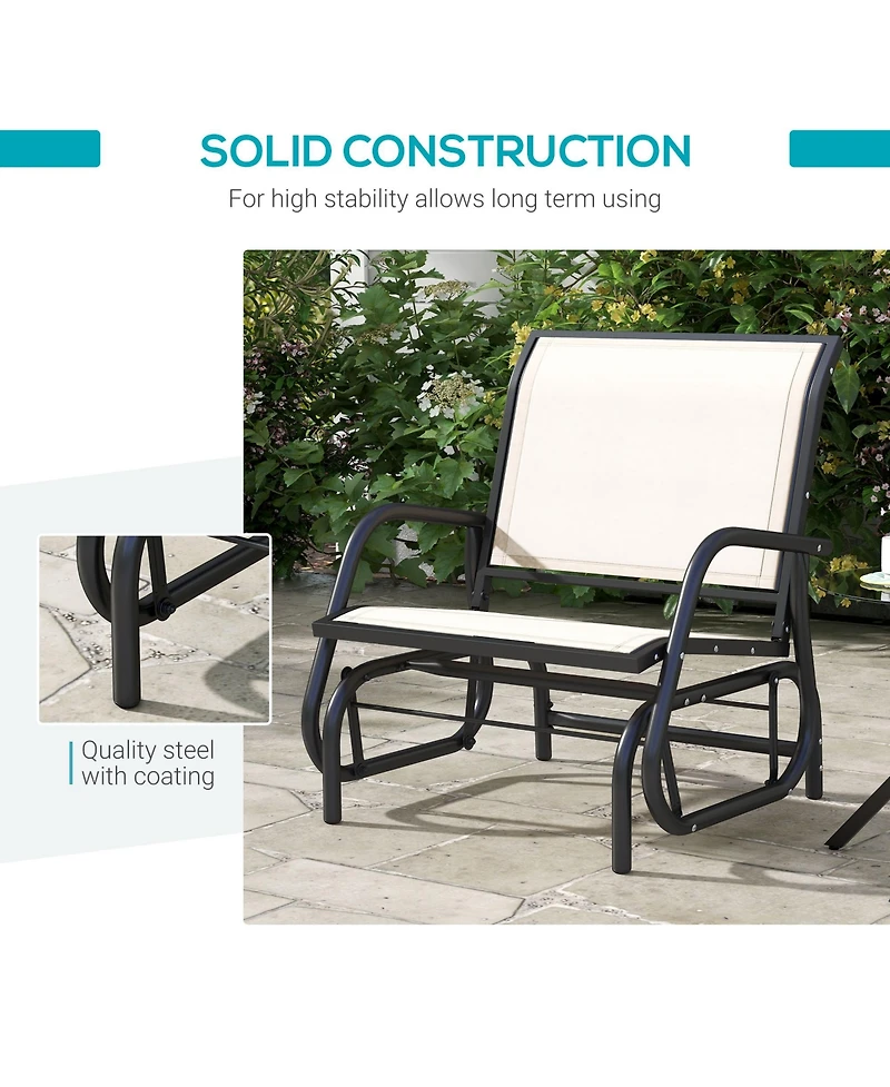 Clihome Porch Glider, Metal Frame Swing Glider Chair with Mesh Fabric, Curved