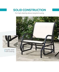 Clihome Porch Glider, Metal Frame Swing Glider Chair with Mesh Fabric, Curved