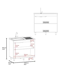Fm Furniture Utility Sink Cabinet with 2 Doors and 3 Shelves