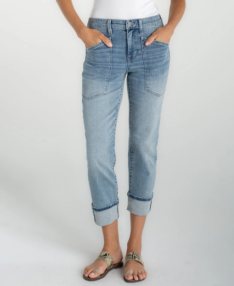 Liverpool Los Angeles Petite Marley Cropped Girlfriend Cuffed Jeans