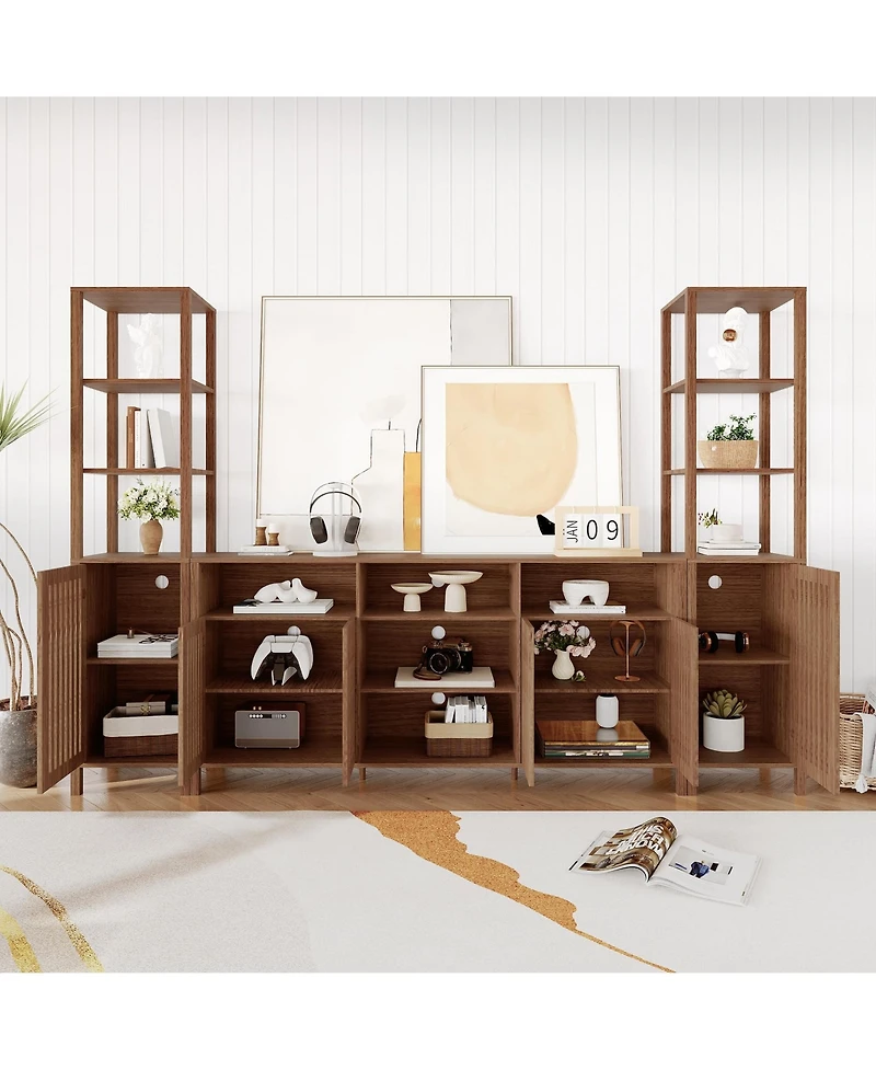 gaomon Large Tv Stand with Set of 2 Bookcases