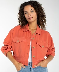 Liverpool Los Angeles Petite Oversized Cropped Denim Jacket
