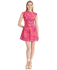 Donna Morgan Women's Extended-Shoulder Collared Mini Fit & Flare Dress