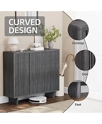 gaomon 46 Inch Shoe Cabinet with Fluted Door 5-Tier Storage Cabinet Rustic Entryway Shoe Bench for Hallway